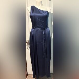 NEW Nicole Miller Navy Blue Satin Gown